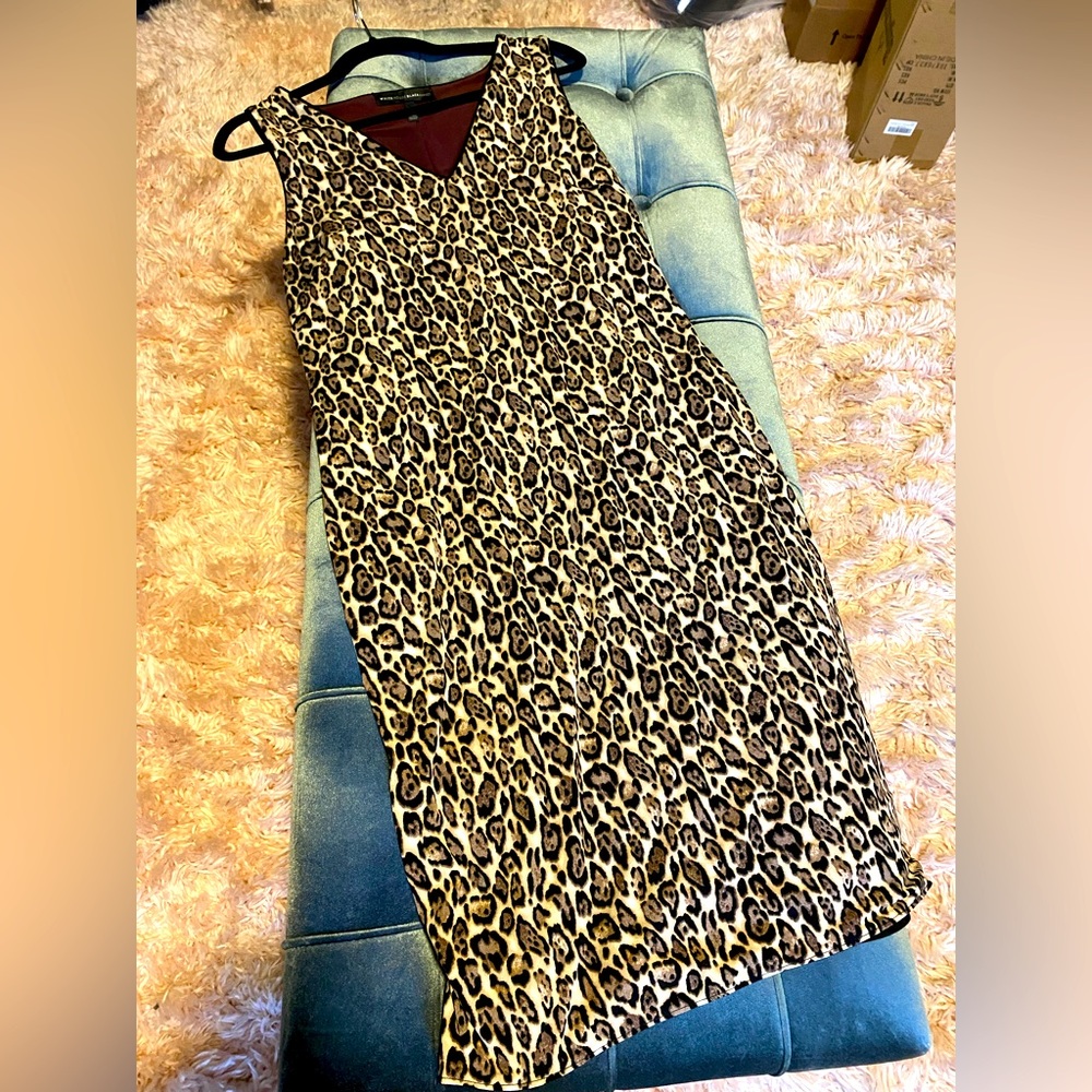 Reversible, leopard, print, sheathe dress